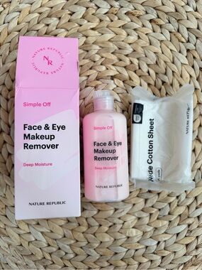 NIB NATURE REPUBLIC Simple Off Face & Eye Makeup Remover Set | K-Beauty